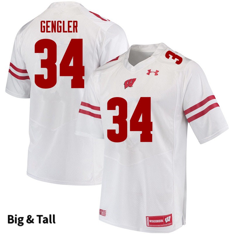 Wisconsin Badgers Men's #34 Ross Gengler NCAA Under Armour Authentic White Big & Tall College Stitched Football Jersey AA40B51IF